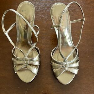 Gold Ralph Lauren strappy sandal/heel